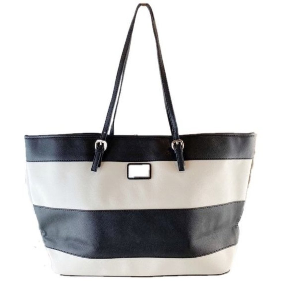 New York & Co. Black & White XL 2 Pocket Shoulder Bag